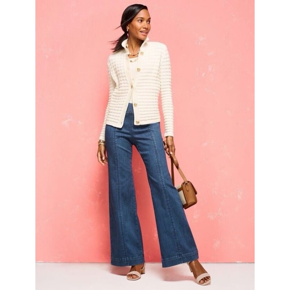 NWT Talbots Ivory Textured Knit 100% Cotton Polo Button Cardigan Sweater 2X